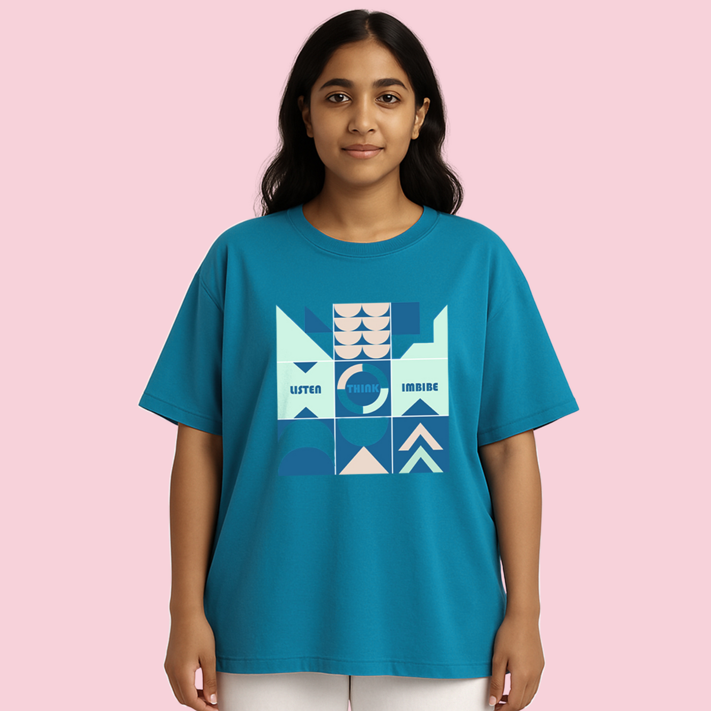 ‘Listen, Think, Imbibe’ Teal T-Shirt