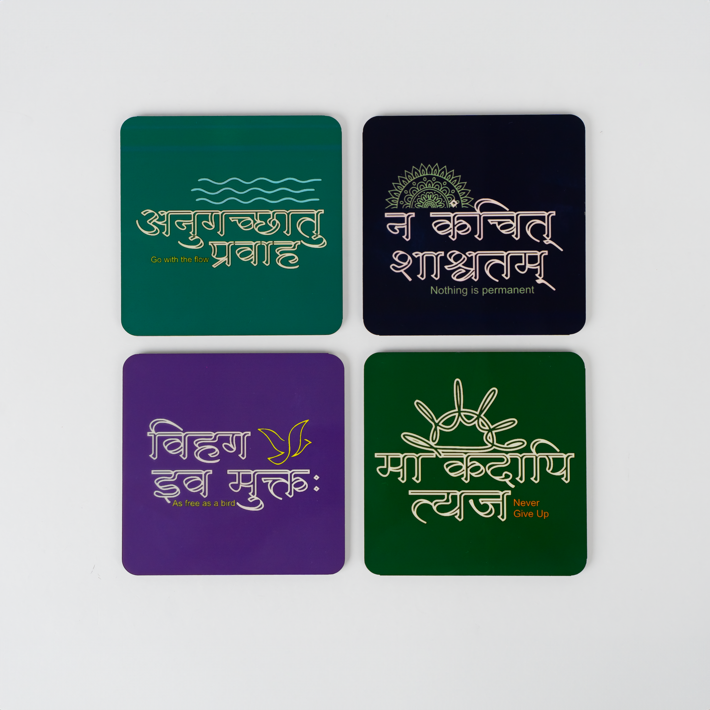 Sanskrit Phrases Wooden Fridge Magnets- Small Size