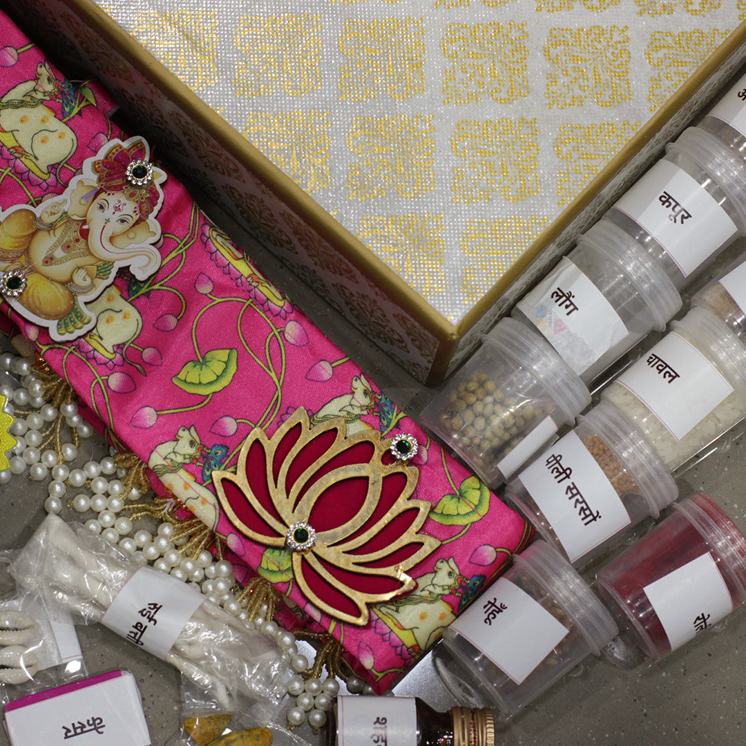 Premium Diwali Puja Kit | Complete Pooja Samagri Set with 40 Decorative Items, Incense, and Essentials