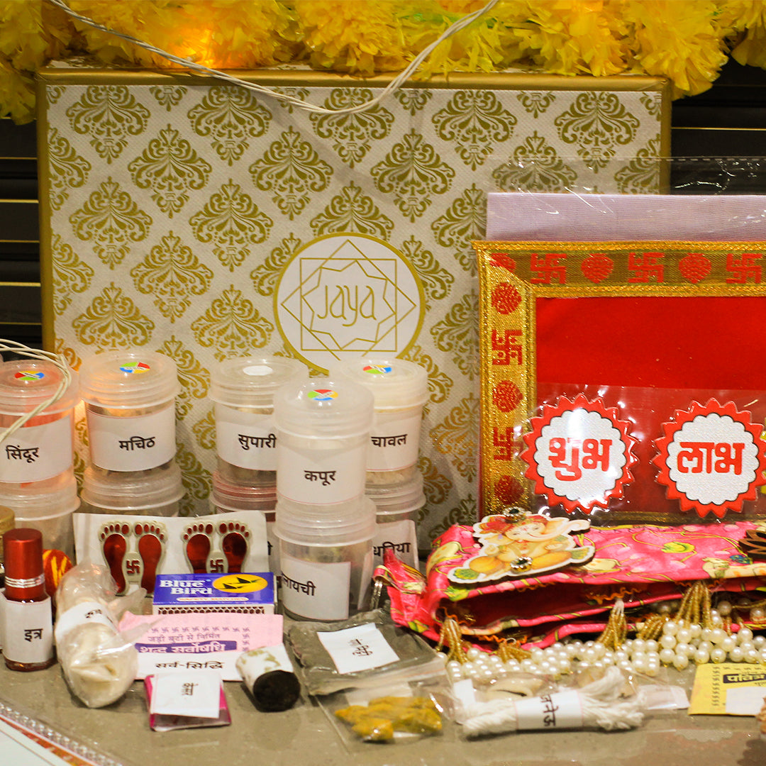 Premium Diwali Puja Kit | Complete Pooja Samagri Set with 40 Decorative Items, Incense, and Essentials
