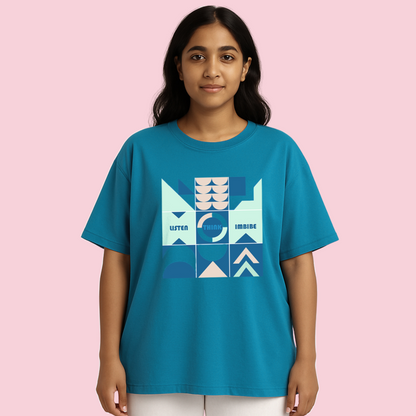 ‘Listen, Think, Imbibe’ Teal T-Shirt